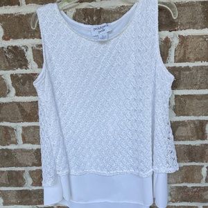 PLg lace/sheath tank white